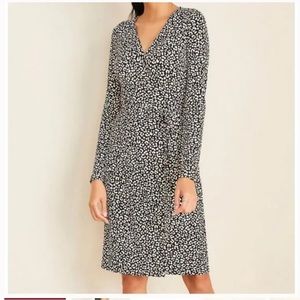 Ann Taylor Black White Leopard Print Wrap Dress